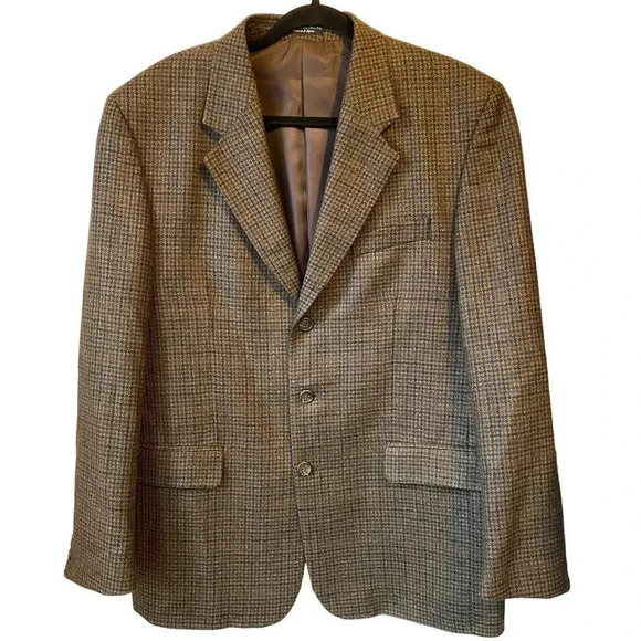 Zylos Gold George Machado Cashmere Wool Blend 3 Button Suit Blazer Mens 44R - Picture 1 of 9